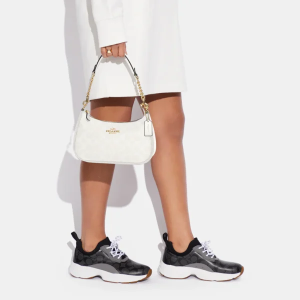Teri Shoulder Bag In Signature Canvas Chalk Glacierwhite - Image 5