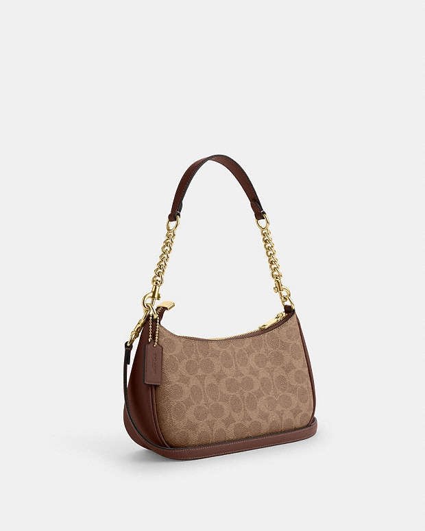 Coach Teri Shoulder Bag In Signature Canvas Tan Brown - Image 2