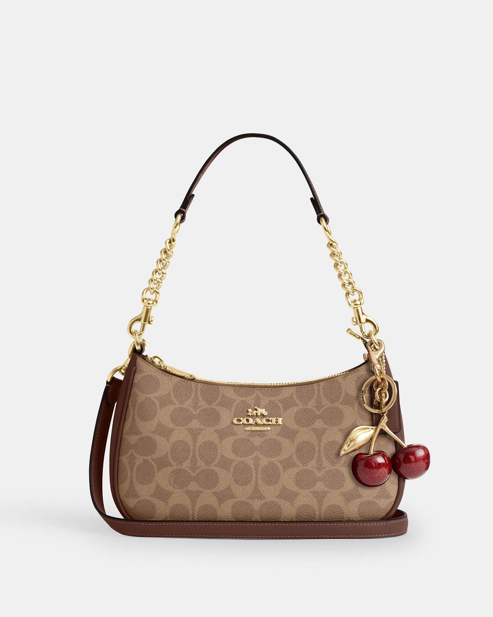 Coach Teri Shoulder Bag In Signature Canvas Tan Brown - Image 6