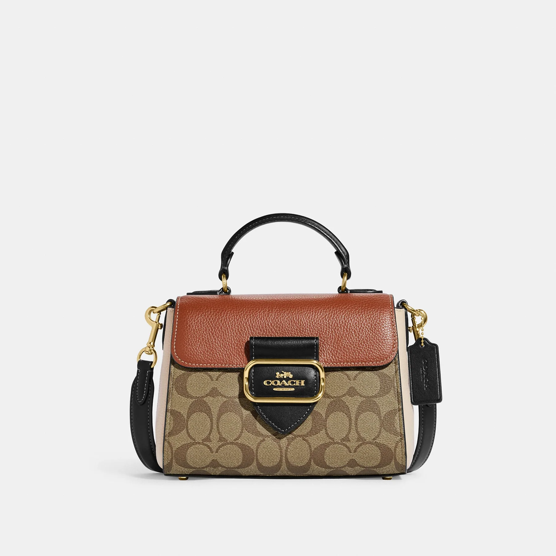 Coach morgan top handle satchel in colorblock signature canvas