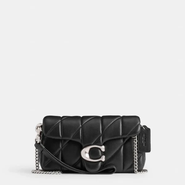 Tabby Shoulder Bag 20 With Pillow Quilting leather Black Silver