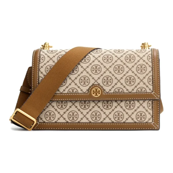 Tory Burch T Monogram Jacquard Mini Shoulder Bag Hazelnut