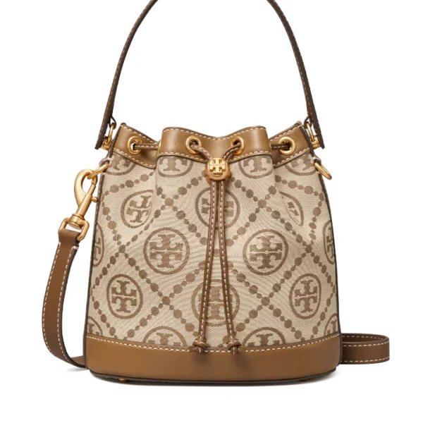 Tory Burch T Monogram Bucket Bag Hazelnut