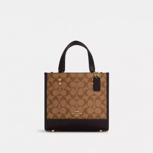 Coach Dempsey Tote Bag 22 In Colorblock Signature Canvas With Disco Patches