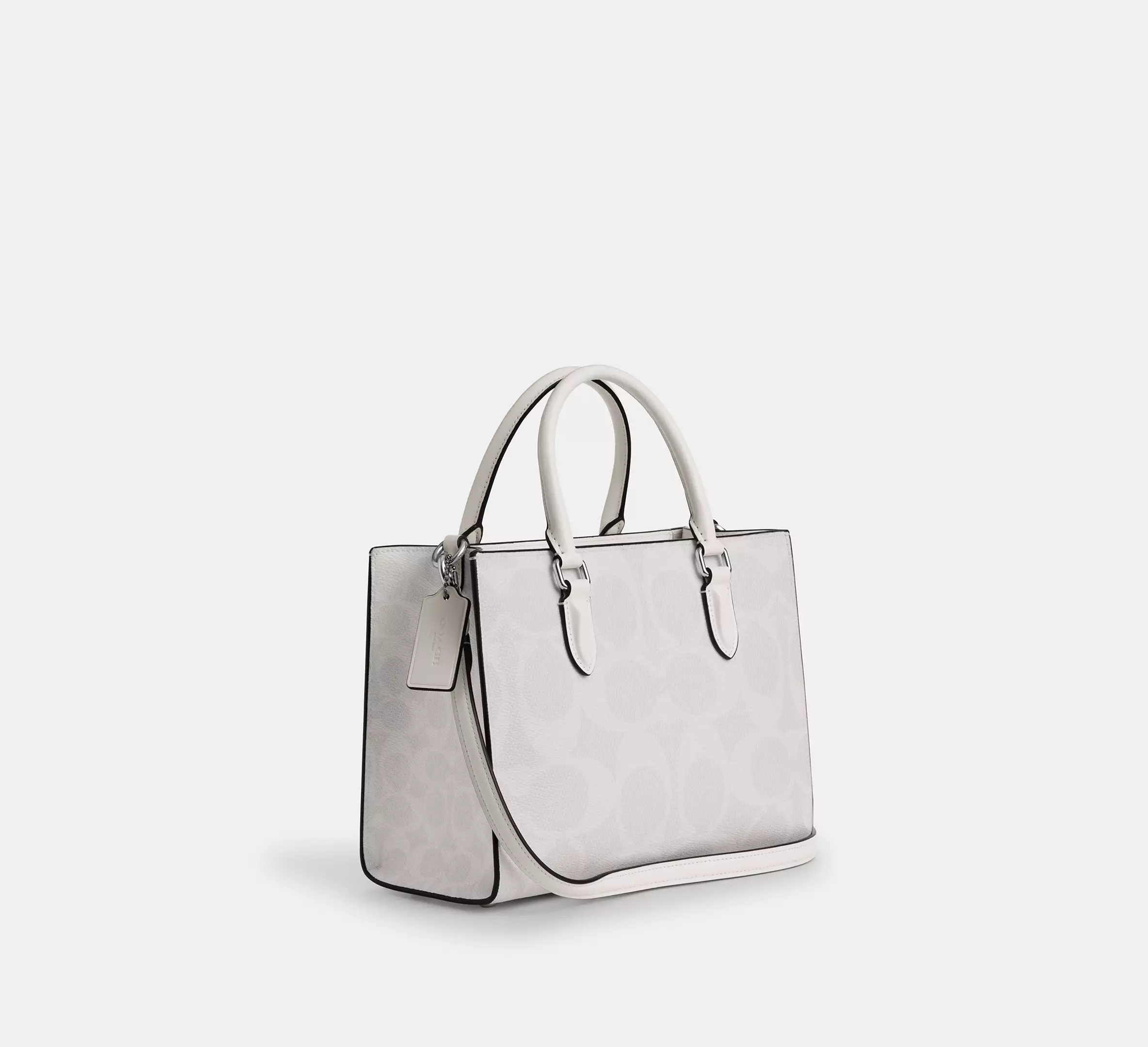 Coach Maggie Small Tote Bag In Blocked Signature Canvas White Chalk - Image 4