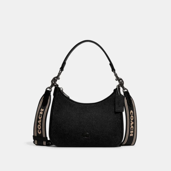 Coach Hobo Crossbody With Signature Canvas Black