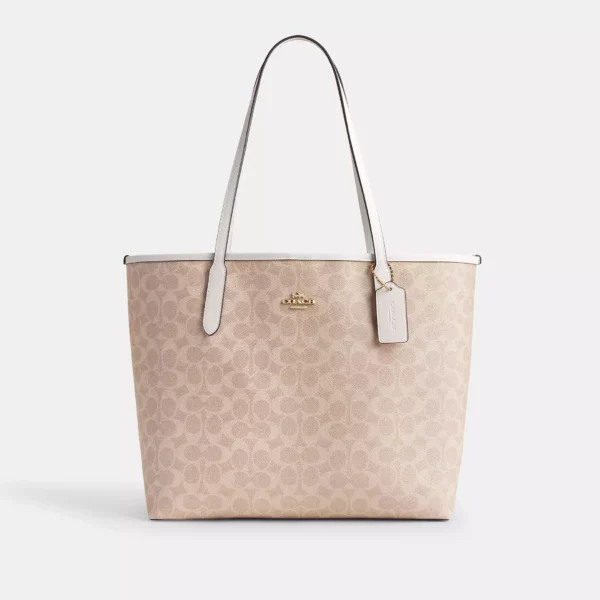 Coach City Tote Bag In Signature Canvas Sand Chalk