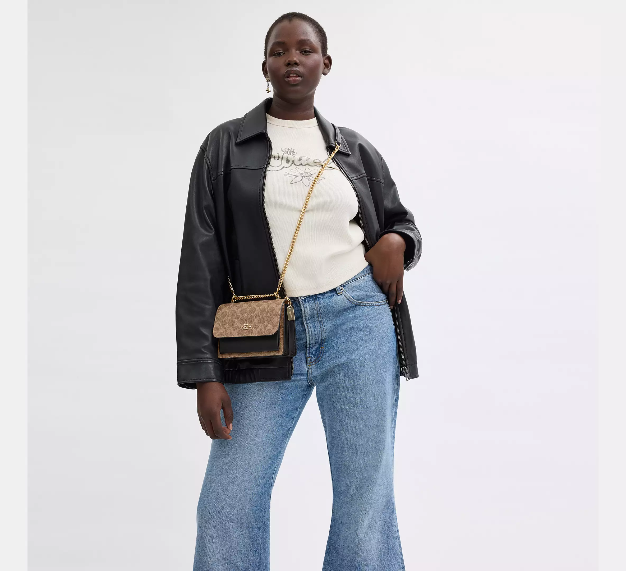 Coach Mini Klare Crossbody Bag In Signature Canvas Tan Black - Image 5