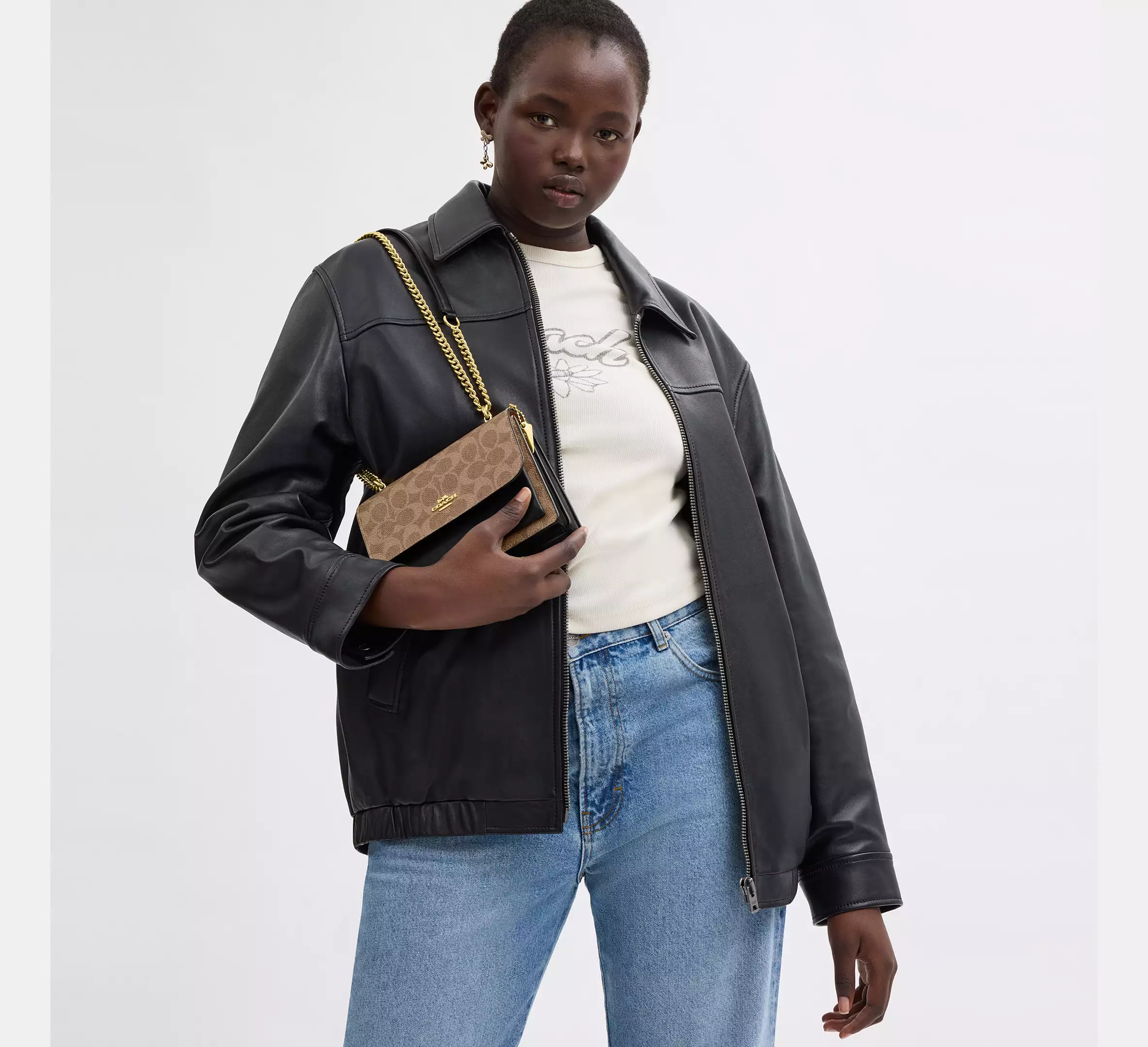 Coach Mini Klare Crossbody Bag In Signature Canvas Tan Black - Image 6