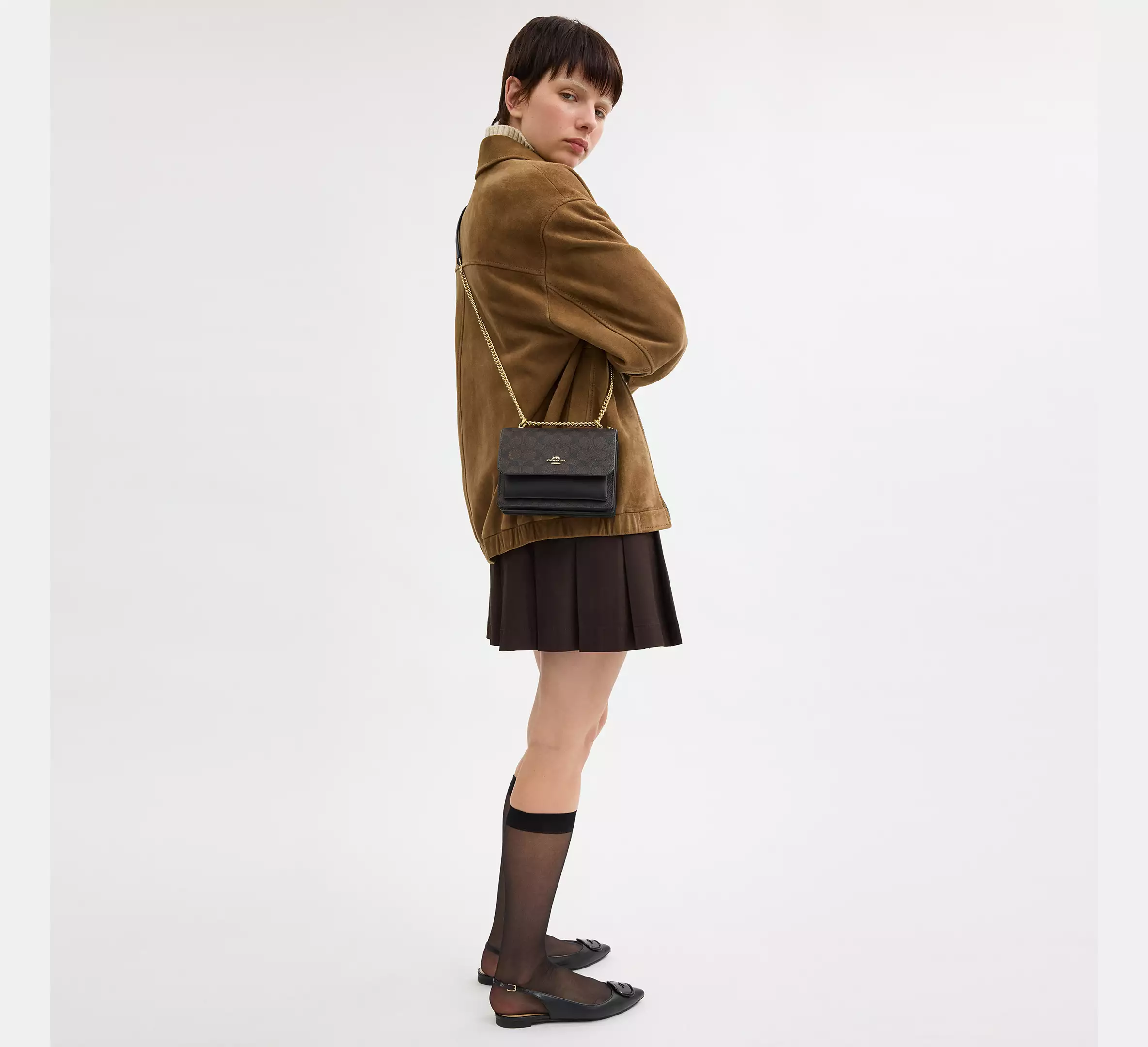 Coach Mini Klare Crossbody Bag In Signature Canvas Walnut Black - Image 5