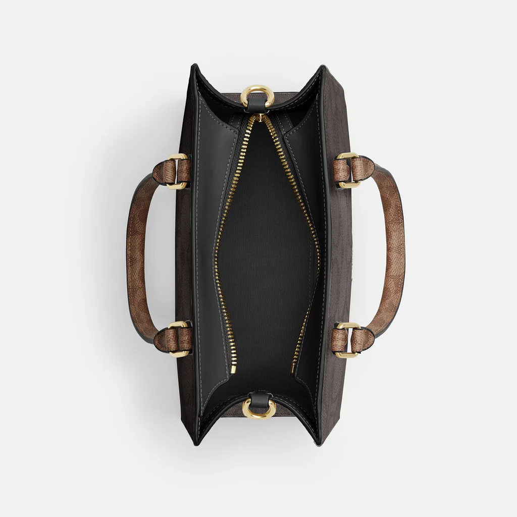 Coach Maggie Small Tote Bag In Blocked Signature Canvas Walnut Tan - Image 3