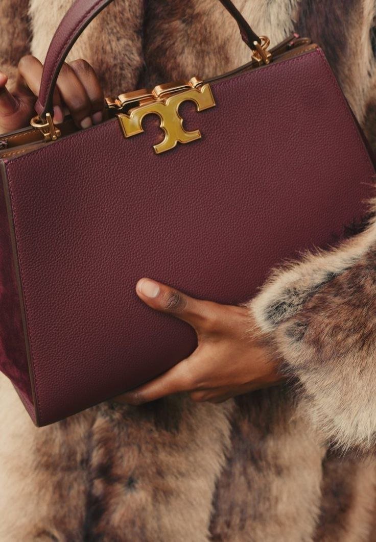 Tory Burch Eleanor Pebbled Stachel Bag Dark Cabernet - Image 3