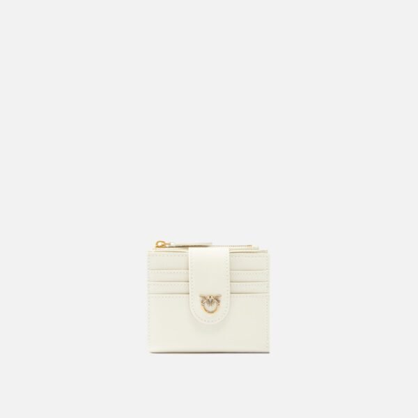 Pinko Small smooth leather wallet with logo New Cream
