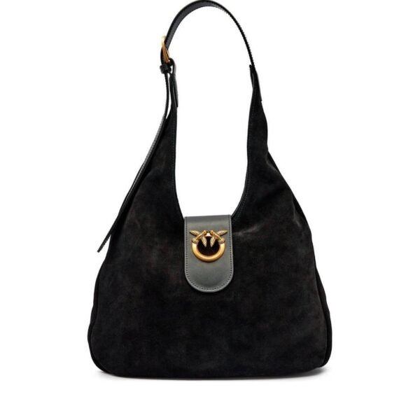 PINKO Mini Hobo Suede Bag Black
