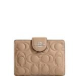 Coach Medium Corner Zip Wallet In Signature Nappa Leather Taupe