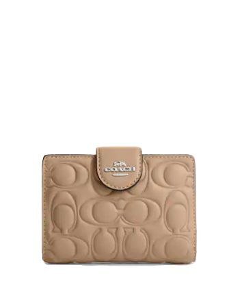 Coach Medium Corner Zip Wallet In Signature Nappa Leather Taupe
