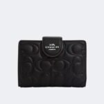 Coach Medium Corner Zip Wallet In Signature Nappa Leather Black