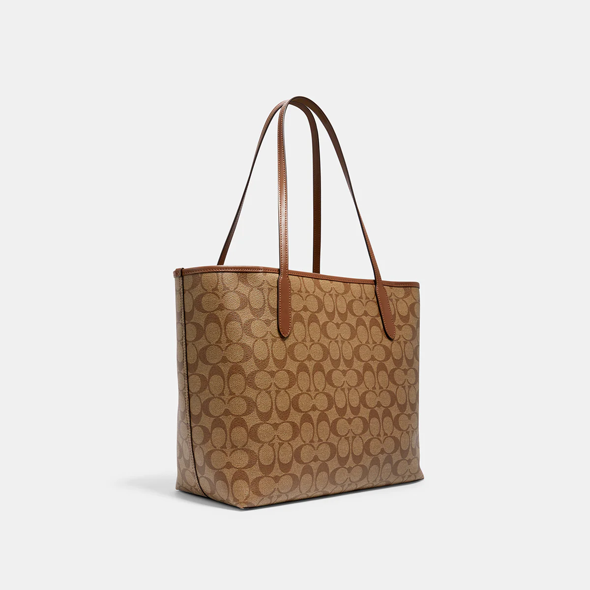 Coach City Tote Bag In Signature Canvas Khaki Saddle dark - Image 2
