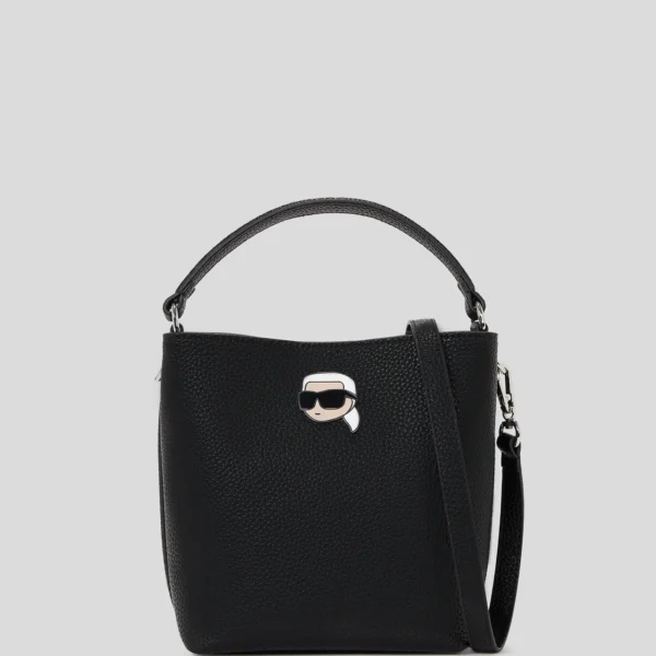 KARL LAGERFELD IKON PEBBLE BUCKET BAG Black