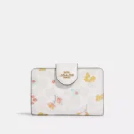 Coach Medium Corner Zip Wallet In Signature Canvas With Mystical Floral Print