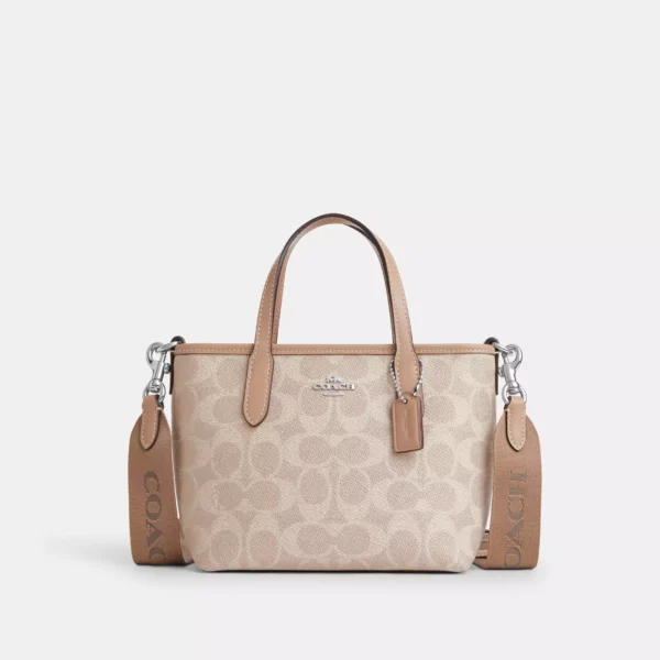 Coach City Mini Tote Bag In Signature Canvas Sand Taupe