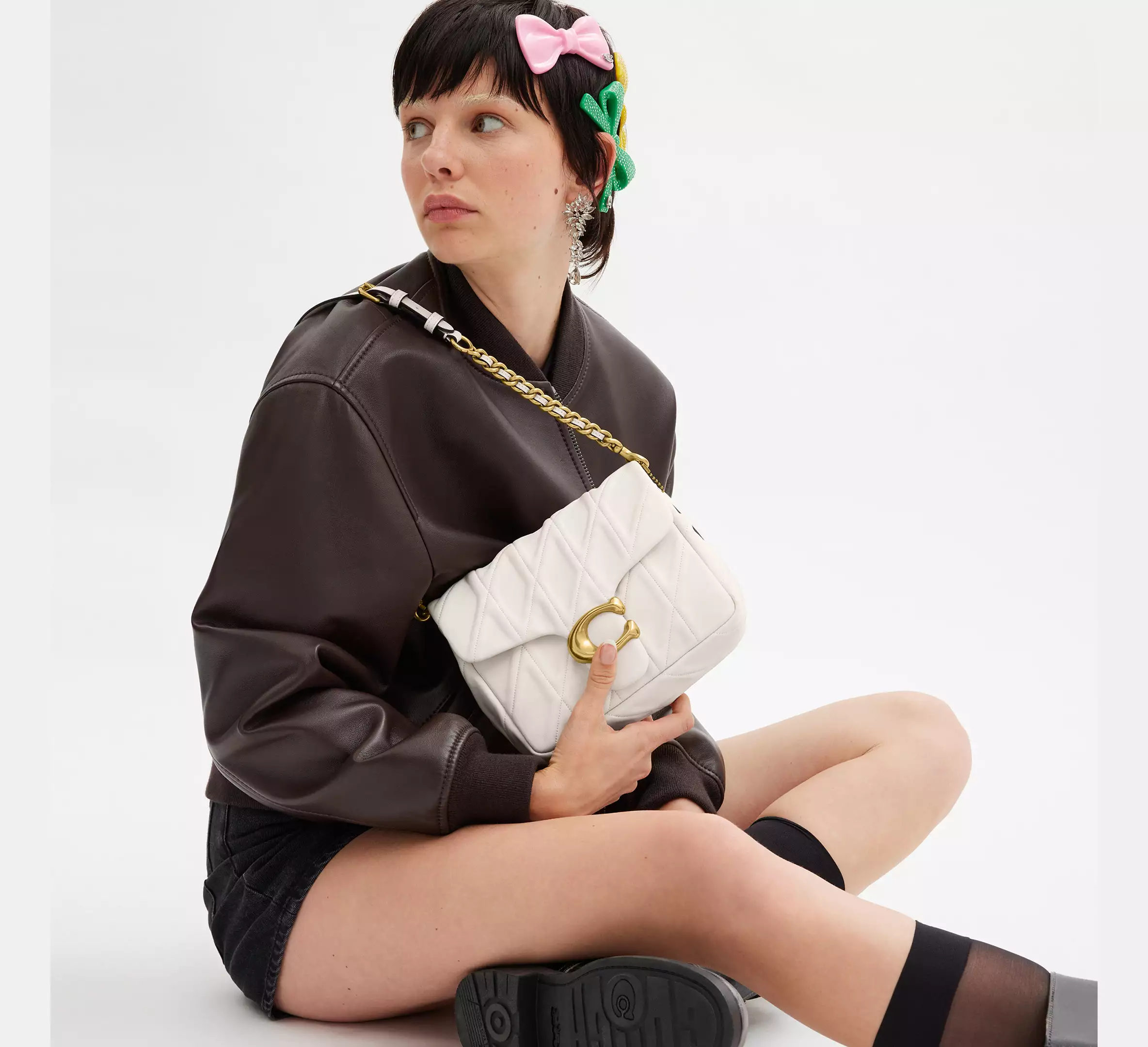 Coach Times Square Tabby Shoulder Bag With Quilting Chalk - Image 8