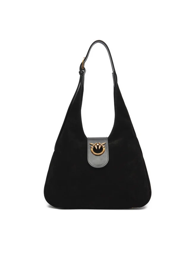 PINKO Mini Hobo Suede Bag Black - Image 3