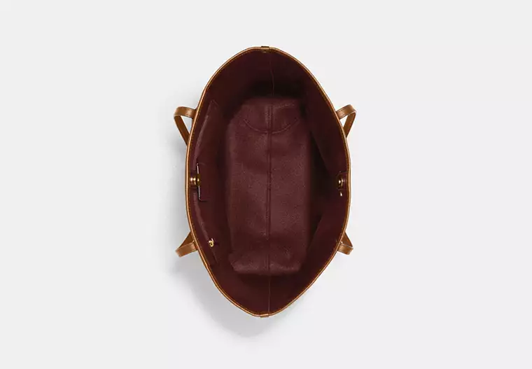 Coach City Tote Bag In Signature Canvas Lt Khaki Lt Saddle - Image 2