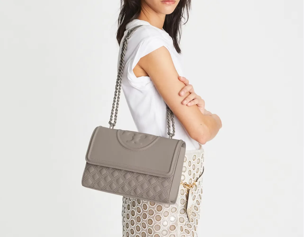 Tory Burch Fleming Convertible Shoulder Bag Gray heron Matte - Image 3