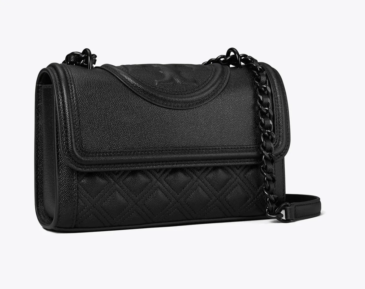 Tory Burch Fleming Small Convertible Shoulder Bag Black Polished-Grain - Image 2