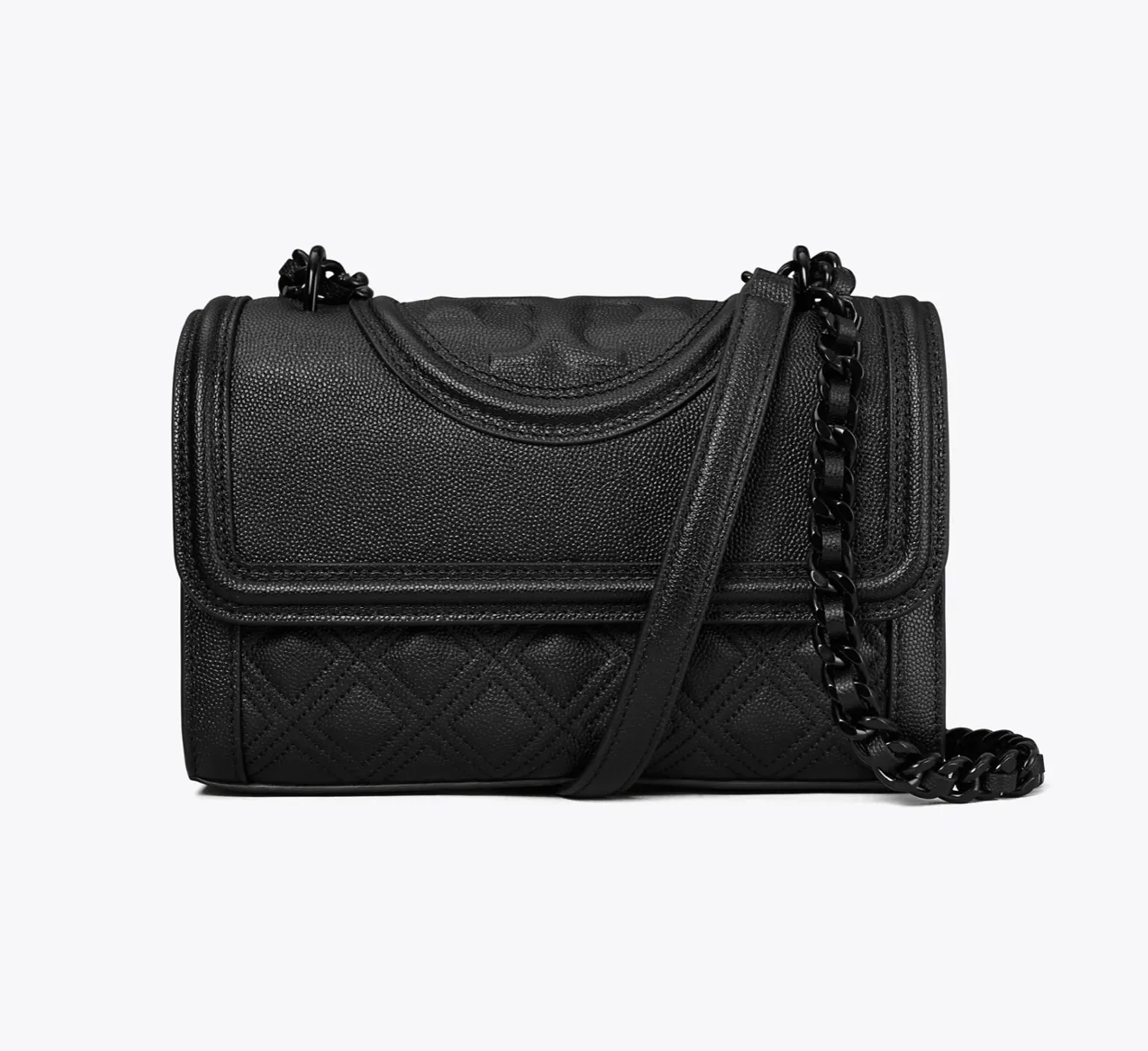 Tory Burch Fleming Convertible Shoulder Bag Polished-Grain Black - Image 2