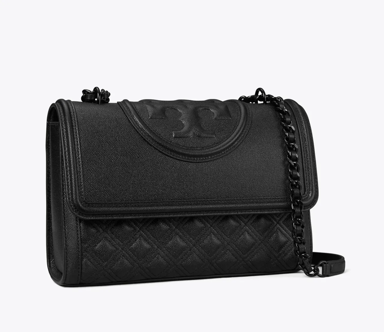 Tory Burch Fleming Convertible Shoulder Bag Polished-Grain Black - Image 3