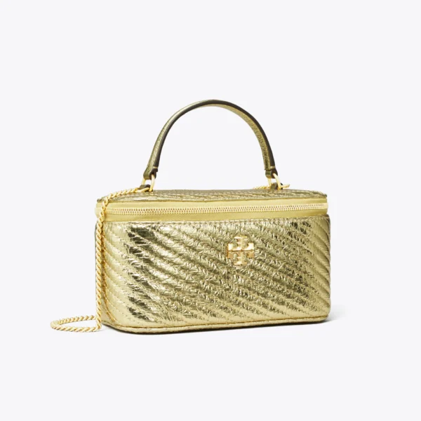 Tory Burch Kira Charm Diamond Quilt Vanity Case Gold