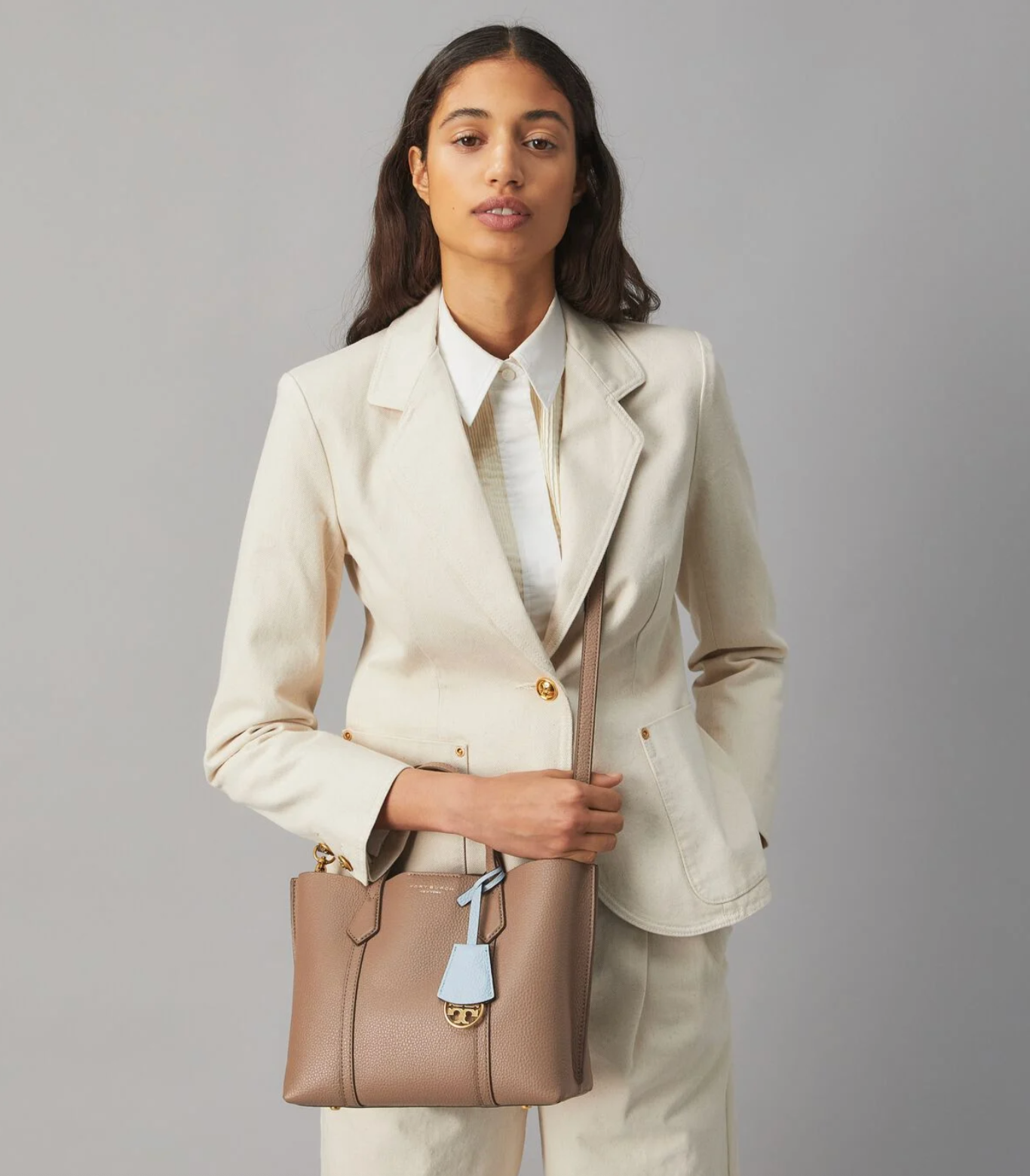 Tory Burch Small Perry Triple-compartment Tote Bag Clam Shell - Image 5