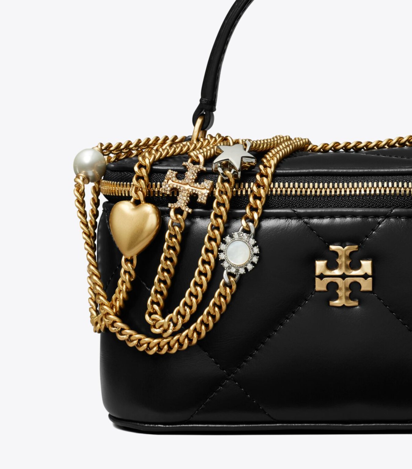 Tory Burch Kira Charm Diamond Quilt Vanity Case Black - Image 4