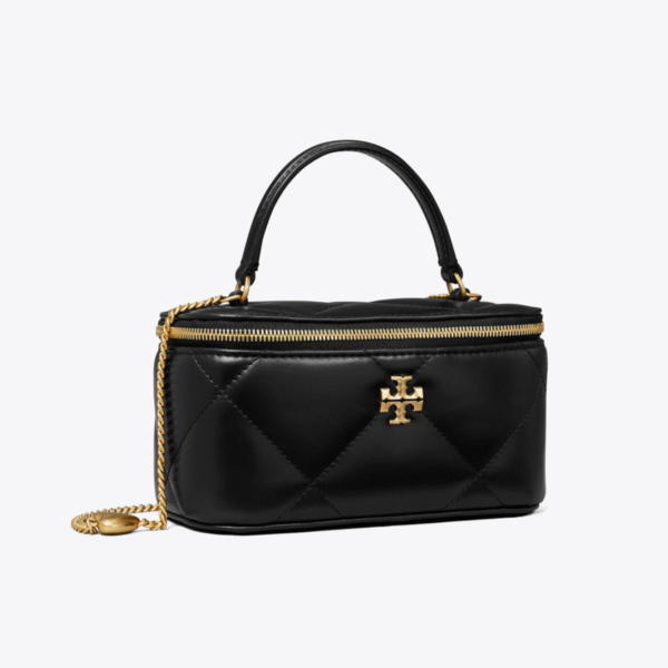 Tory Burch Kira Charm Diamond Quilt Vanity Case Black