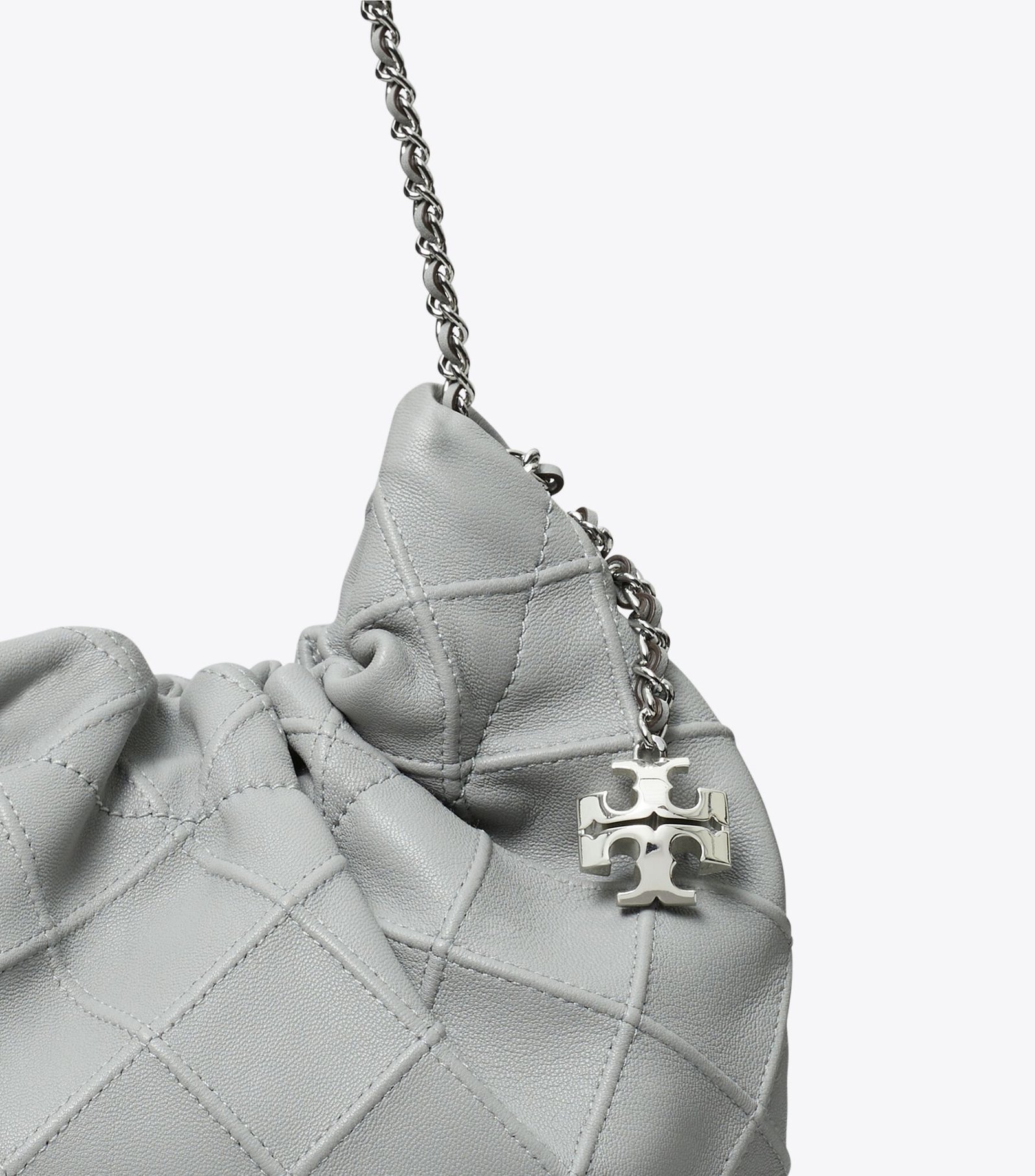 Tory Burch Mini Fleming Soft Hobo Bag Gray - Image 3