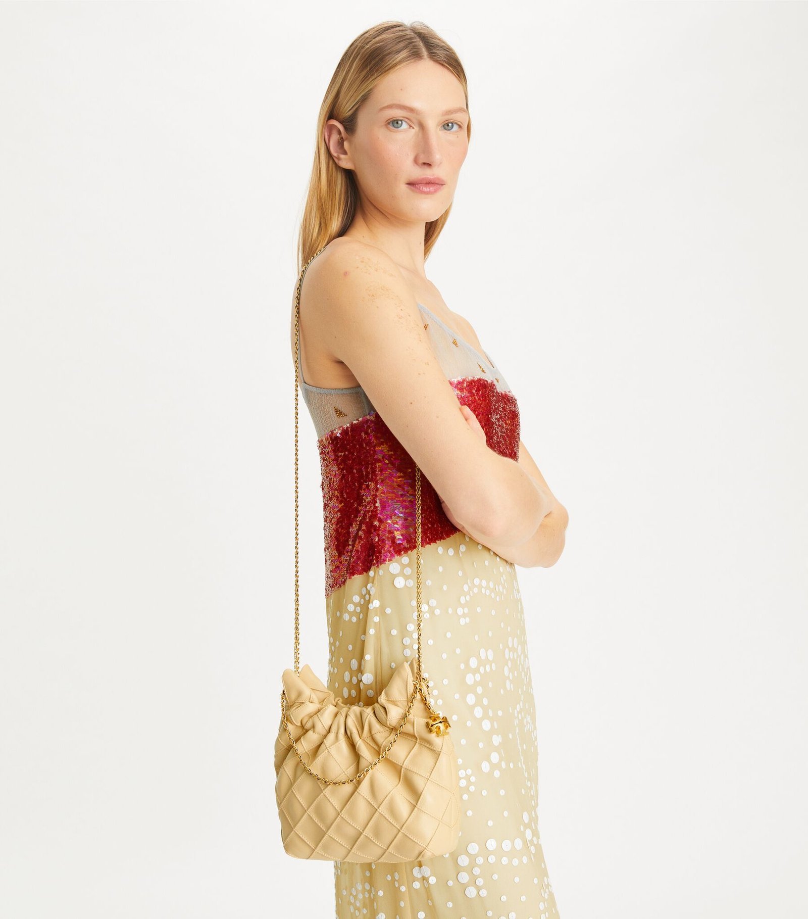 Tory Burch Mini Fleming Soft Hobo Bag Vanilla Soft Serve - Image 6