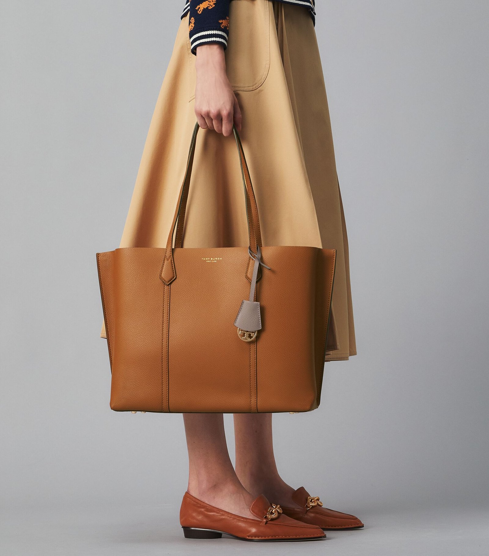 Tory Burch Perry Triple-compartment Tote Bag Light Umber - Image 5