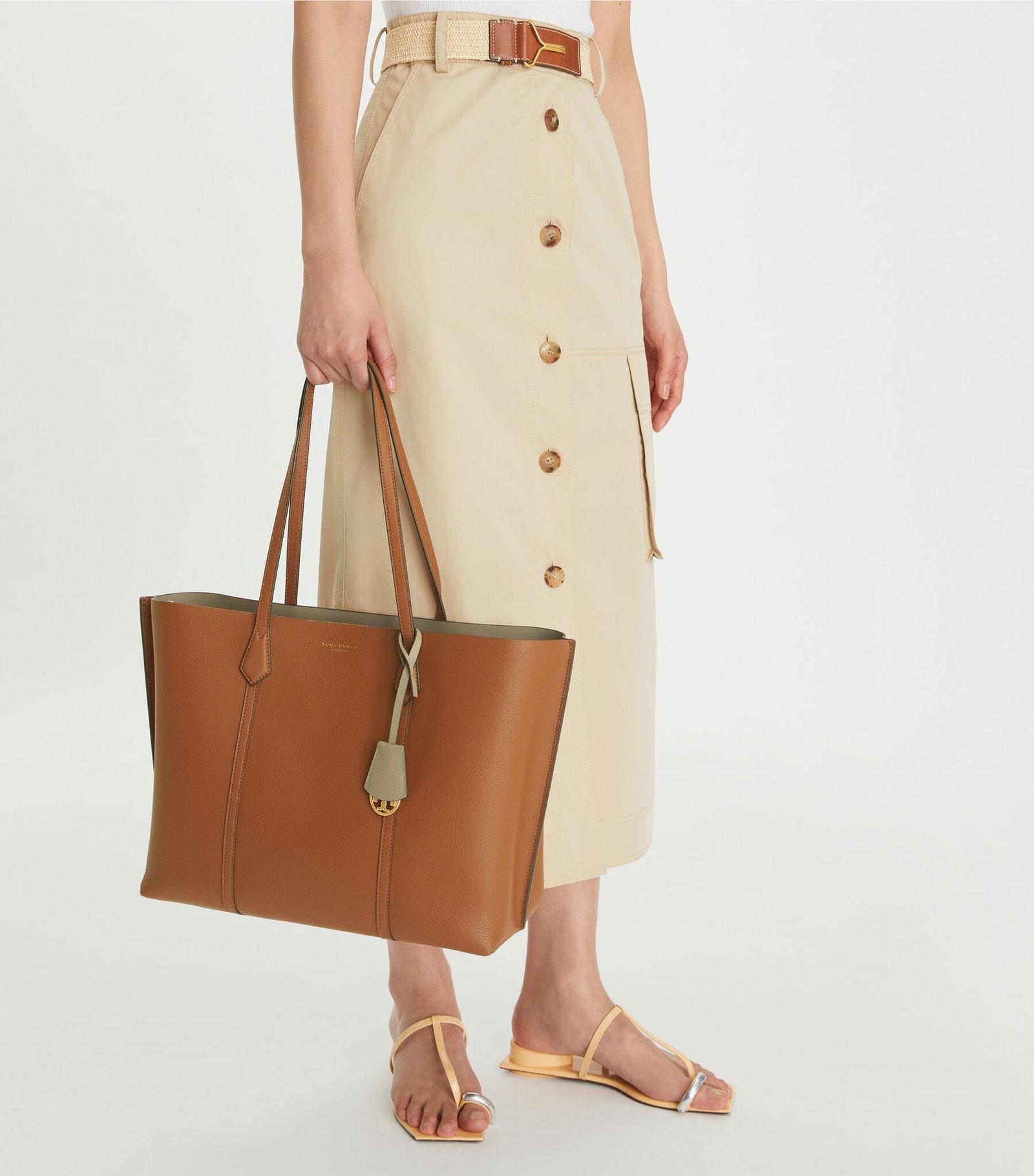 Tory Burch Perry Triple-compartment Tote Bag Light Umber - Image 6