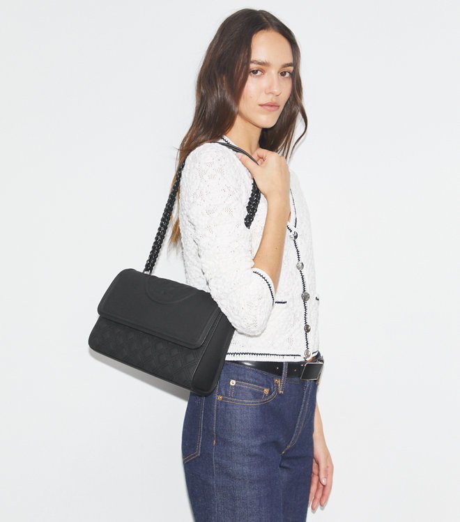 Tory Burch Fleming Small Convertible Shoulder Bag Black Matte - Image 5