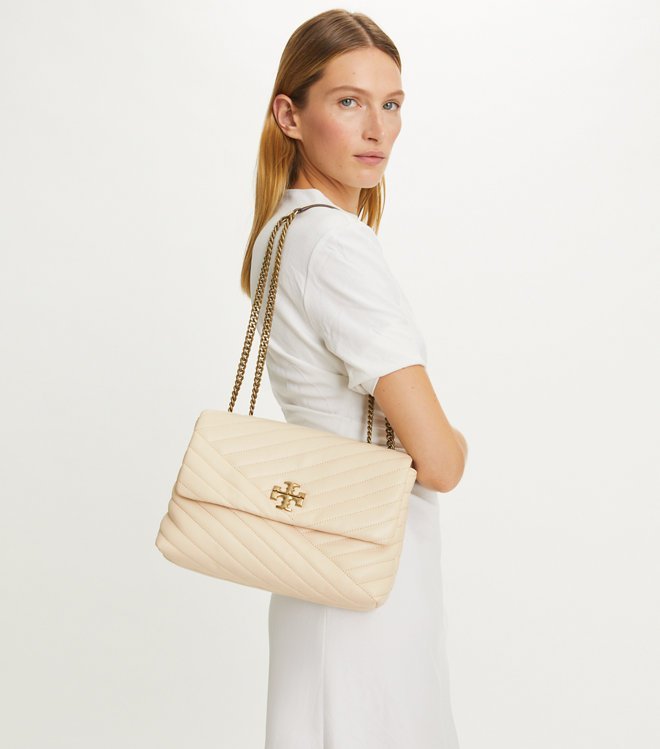 Tory Burch Kira Chevron-Quilted Convertible Shoulder Bag New Cream - Image 5