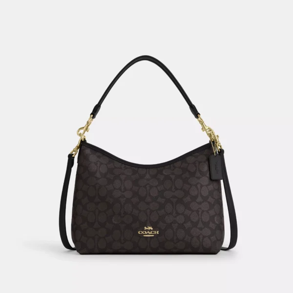 Coach Laurel Shoulder Bag In Signature Canvas Walnut Black
