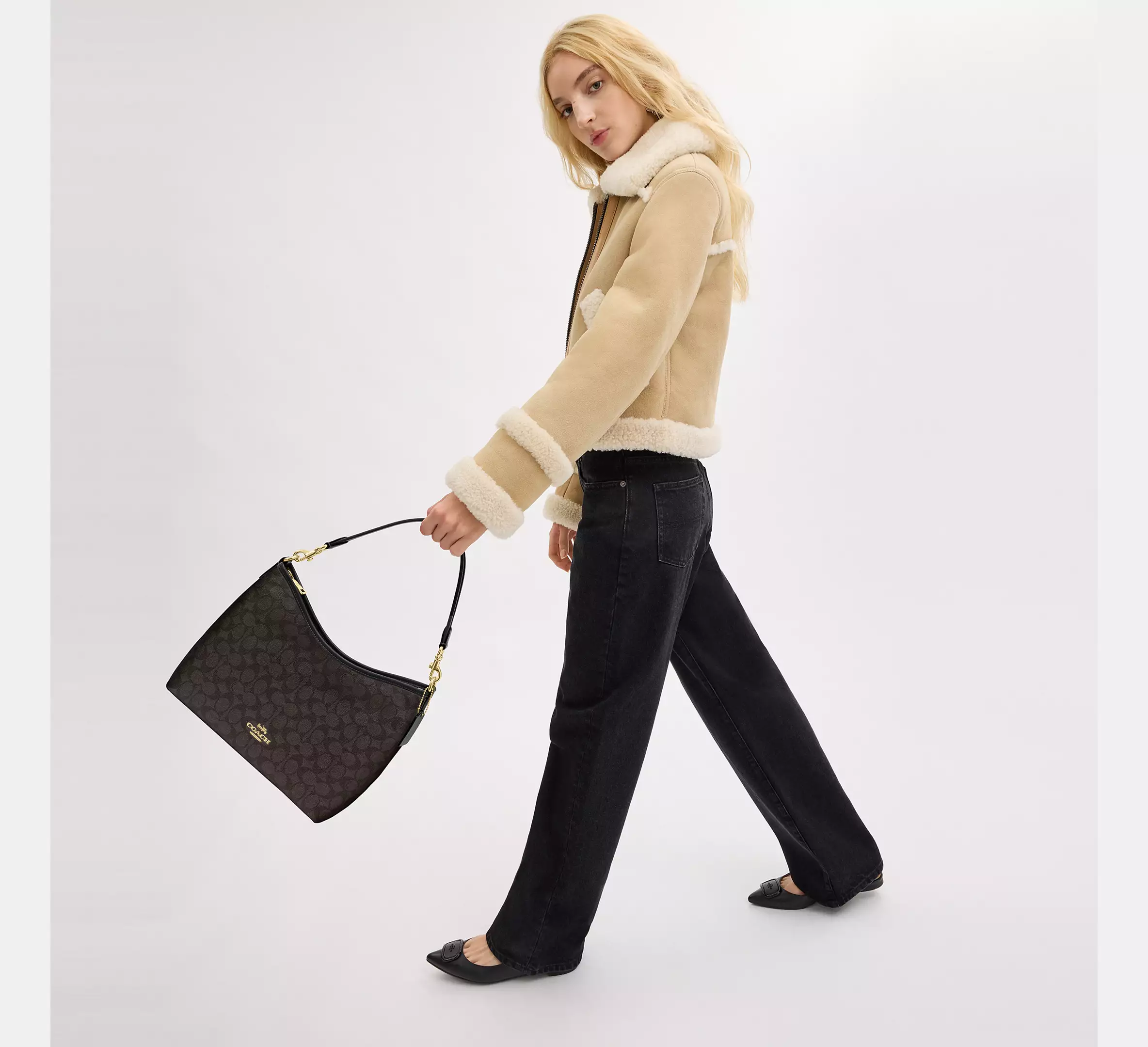 Coach Laurel Shoulder Bag In Signature Canvas Walnut Black - Image 5