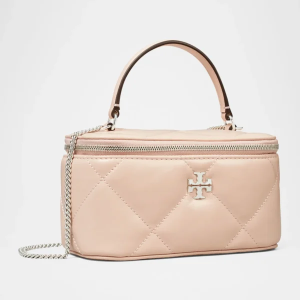 Tory Burch Kira Charm Diamond Quilt Vanity Case Soft pink