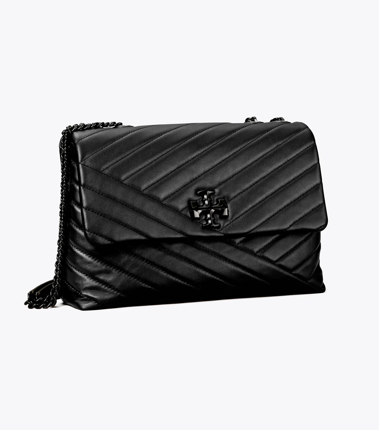 Tory Burch Kira Chevron-Quilted Convertible Shoulder Bag Black Dark