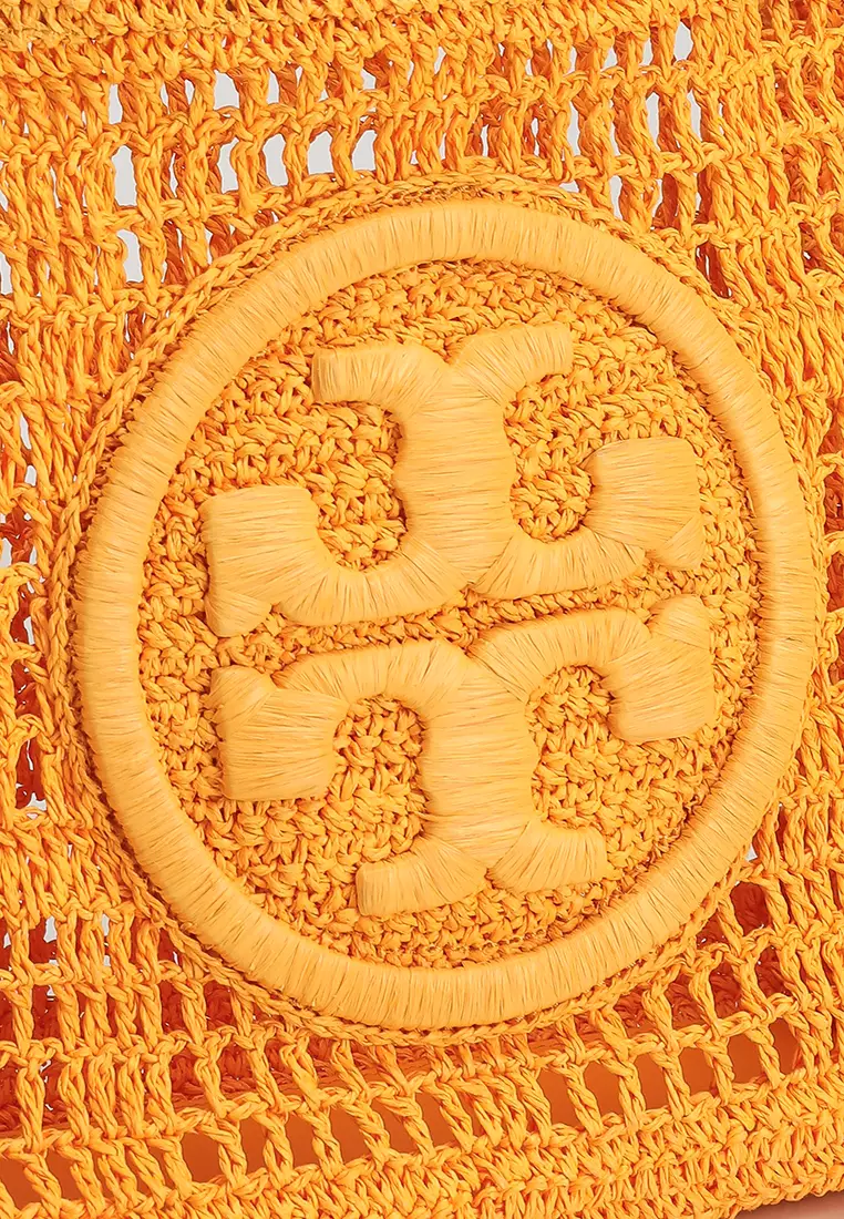 Tory Burch Ella Hand-Crocheted Small Tote Orange - Image 4