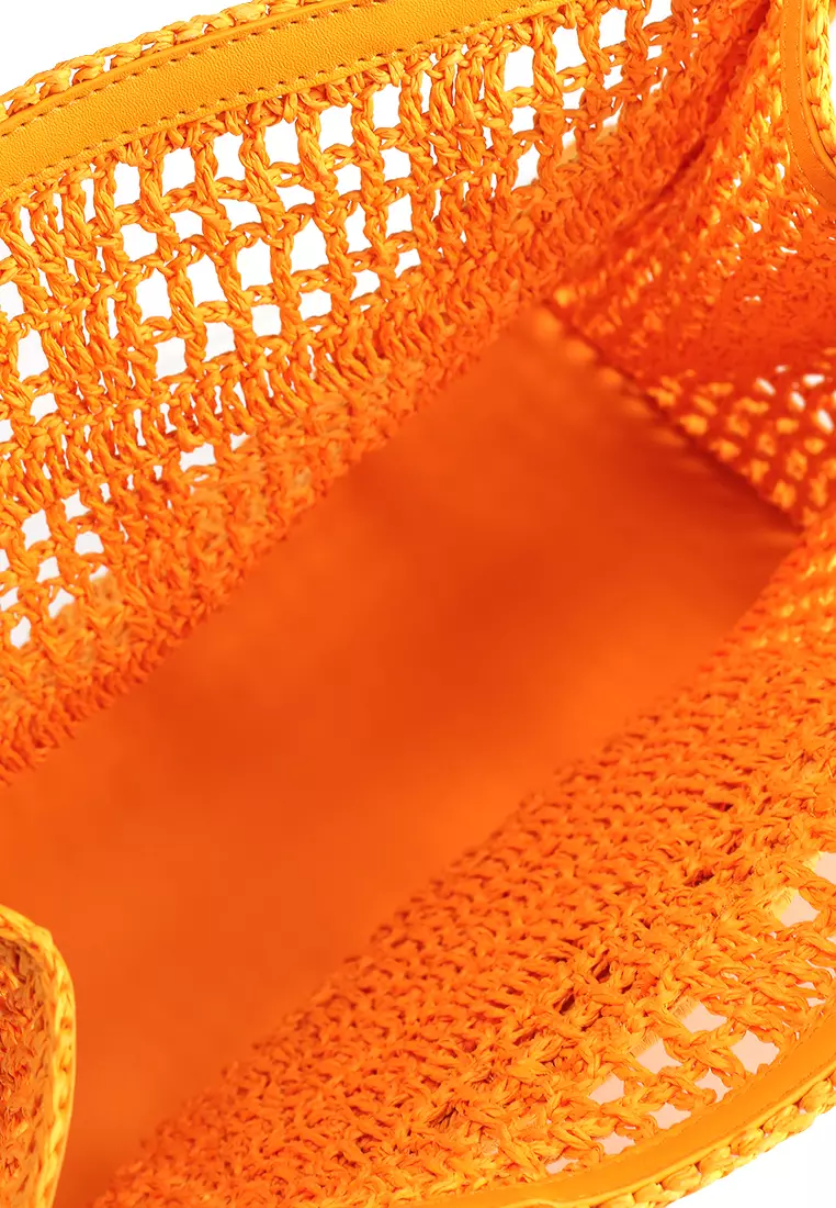 Tory Burch Ella Hand-Crocheted Small Tote Orange - Image 5