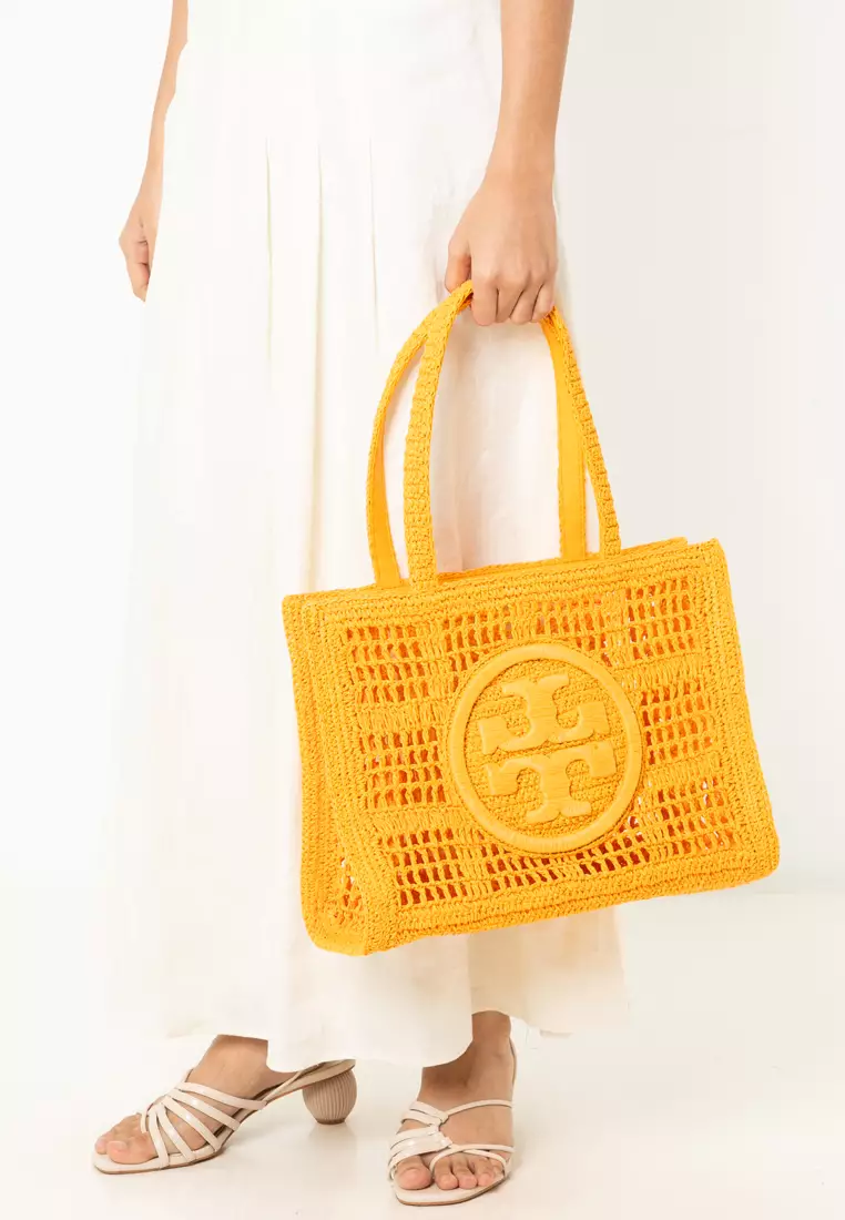 Tory Burch Ella Hand-Crocheted Small Tote Orange - Image 6