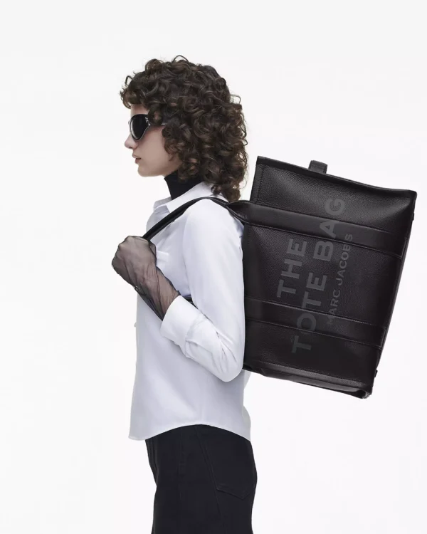 THE Marc Jacobs LEATHER LARGE TOTE BAG Black - Image 2